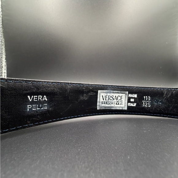 Versace Verrsa V2 Adjustable Leather Belt - Dark Navy - Size 44/110 - Picture 4 of 12